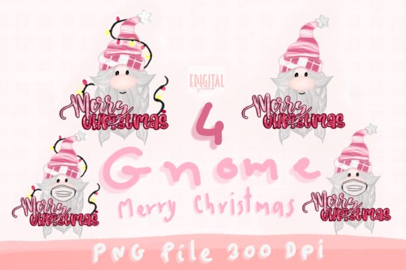 4 Pink Mask Merry Christmas Set G Print Templates