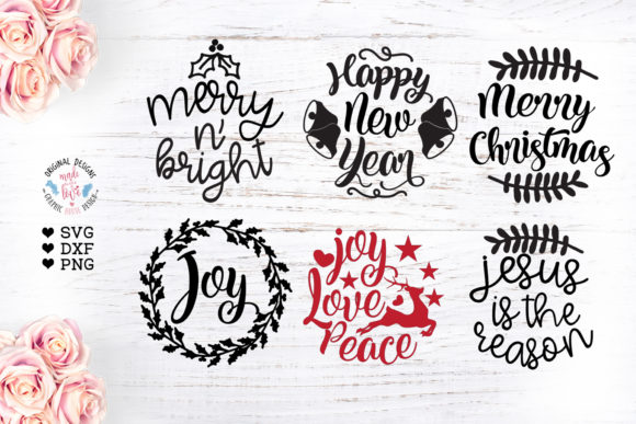 6 Round Christmas Ornaments Cut Files for Crafts