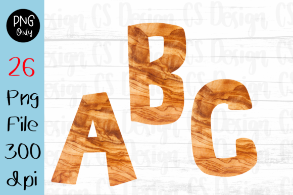 A-Z Alphabet Wood Texture Sublimation for Crafts