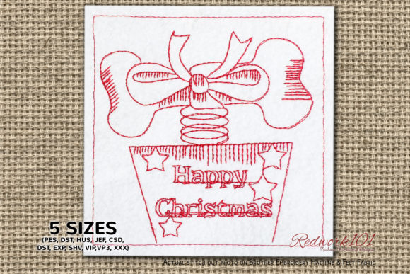 Bone with Red Bow Lineart Design for Christmas