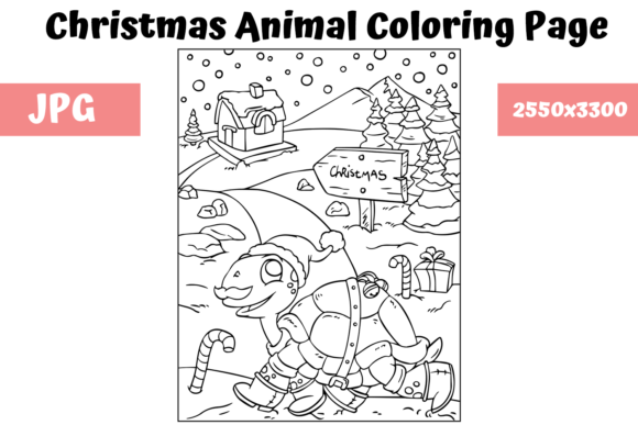 Christmas Animal Coloring Page 12 for Cricut & Handmade Creations