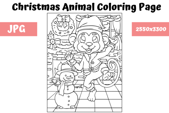Christmas Animal Coloring Page 14 for Blog and Website Design