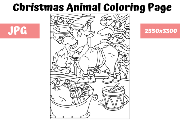 Christmas Animal Coloring Page 15 for Branding and Marketing