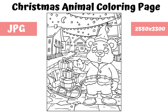 Christmas Animal Coloring Page 17 for Bloggers and Publishers