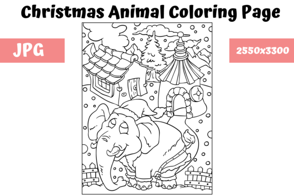 Christmas Animal Coloring Page 4 for Cricut and Handmade Creations