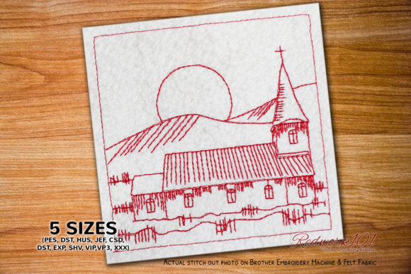 Christmas Church Snow Lineart Design Review