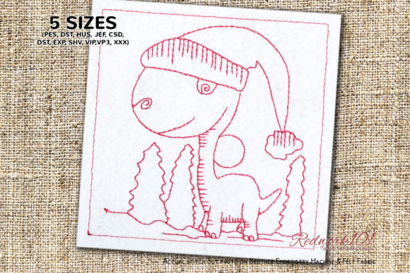 Christmas Dinosaurs Redwork Design Review