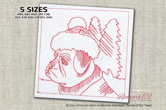 Christmas Dutch Dog Redwork Design Review