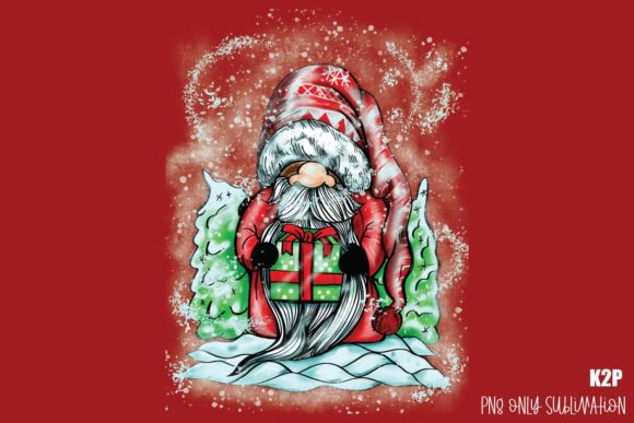 Christmas Gnome Santa Claus Present PNG for Crafts