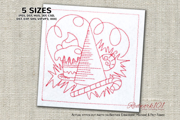 Christmas Party Redwork for Crafting