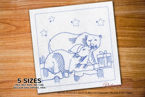 Christmas Polar Bear Redwork for Branding and Marketing