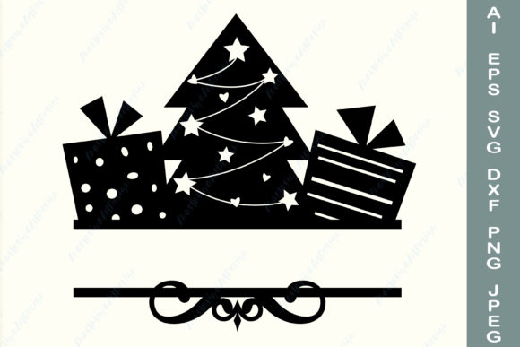 Christmas Split Monogram, Holiday Border for Crafts