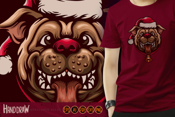 Cute Dog Merry Christmas Graphic Design Asset for Crafts
