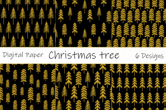 Gold Christmas Tree Patterns for Website and Editorial Design