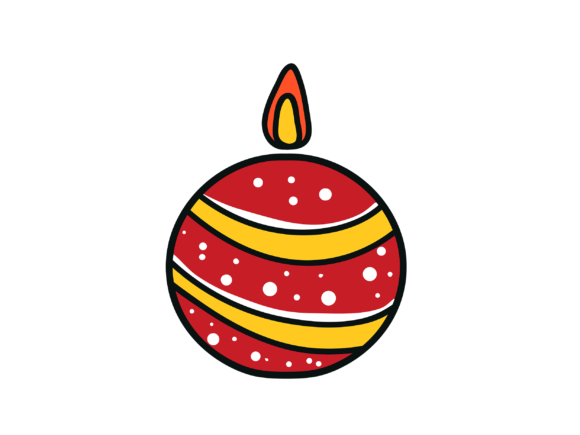 Red Candle in Christmas Night Icons for Digital Products